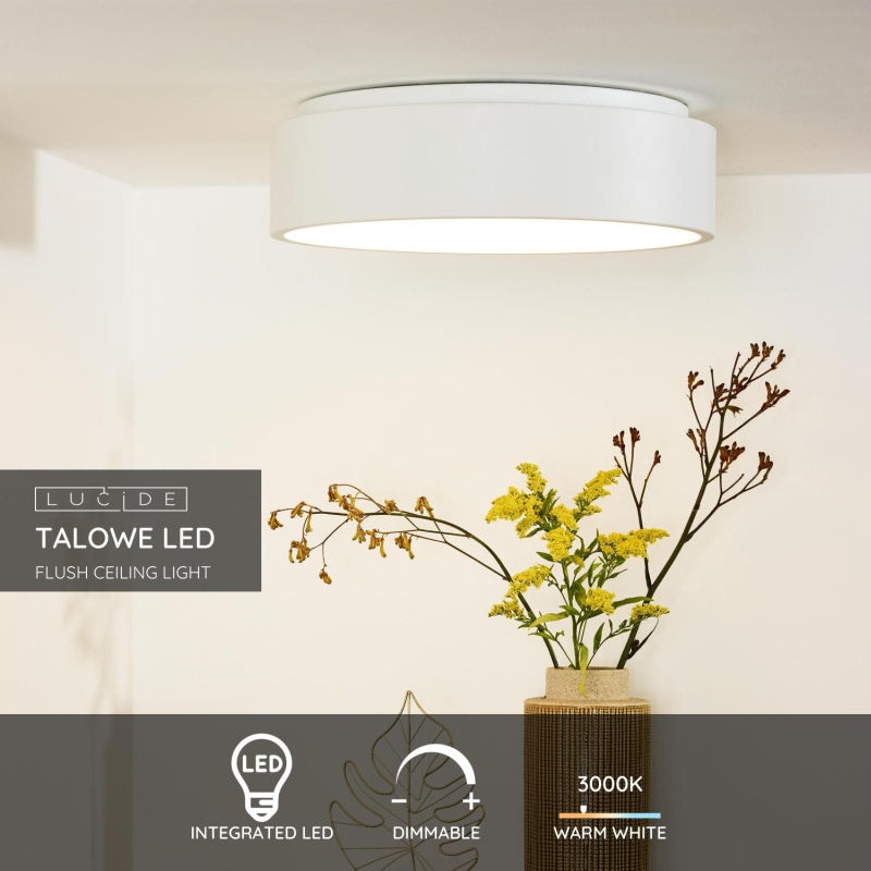 Lucide TALOWE LED - Zapustené stropné svietidlo - Ø 45,5 cm - LED Rozm. - 1x30W 3000K - Biela